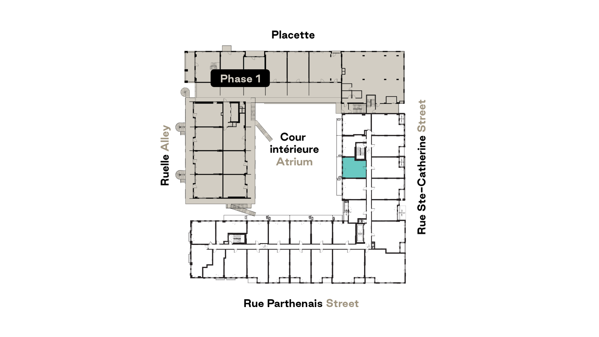 Plan d'étage du modèle d'unité B13A d'Esplanade Cartier de Prével