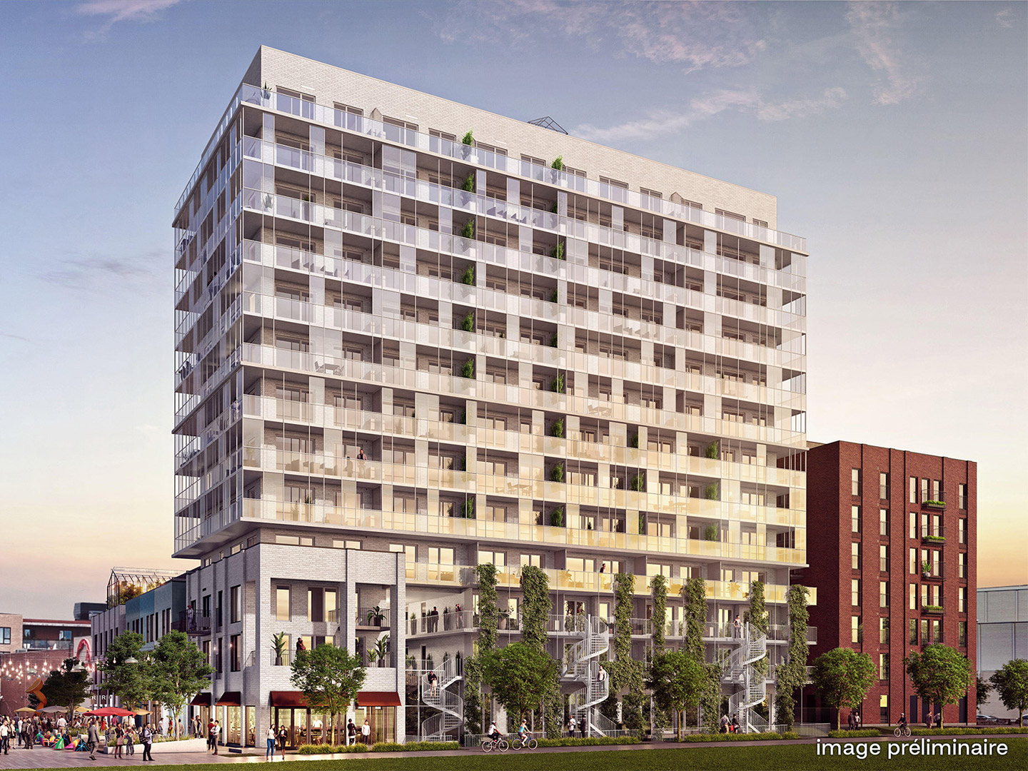 La phase 1 d'Esplanade Cartier s'élevant sur 14 étages
