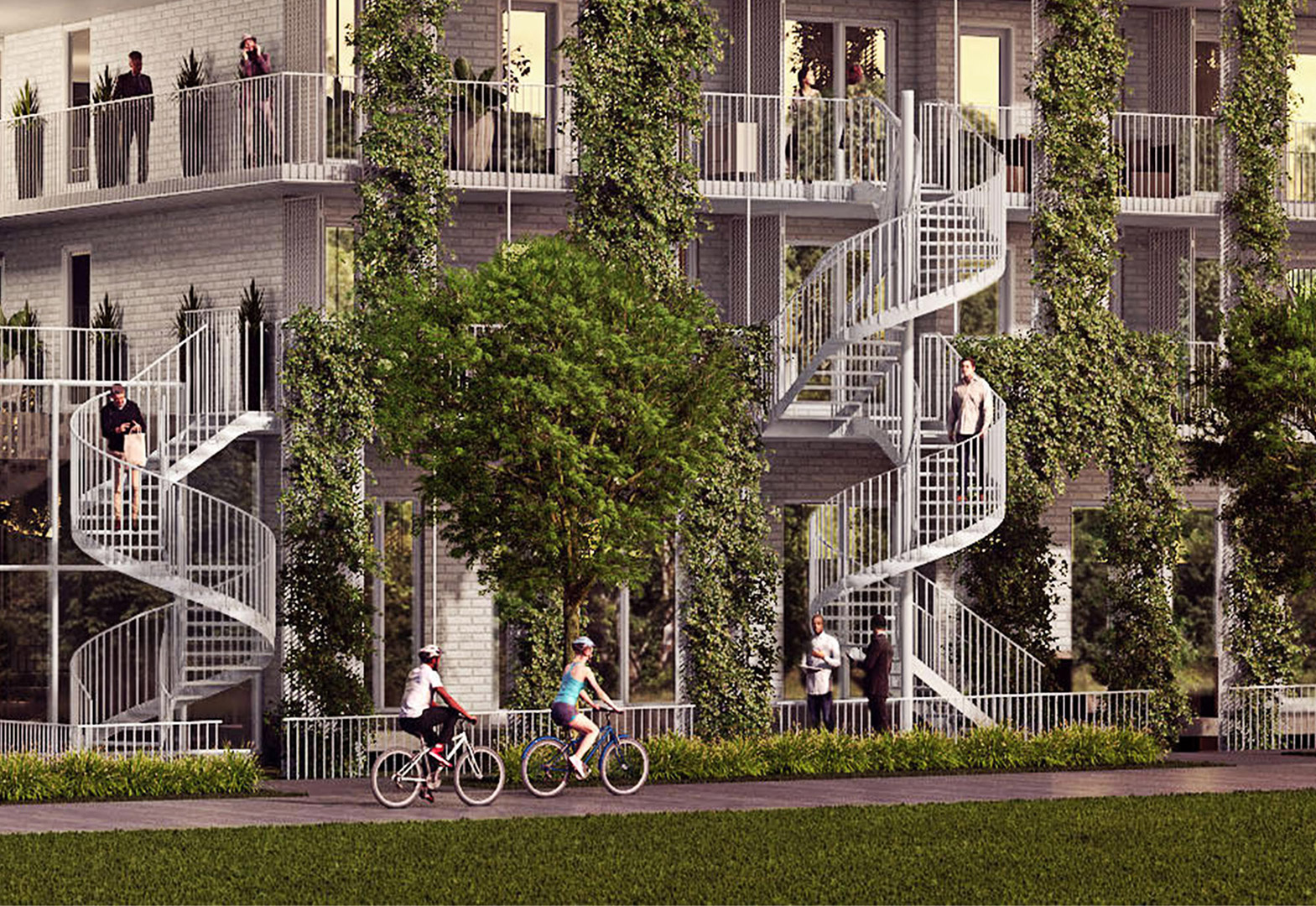Escaliers en colimaçon d'Esplanade Cartier par Prével