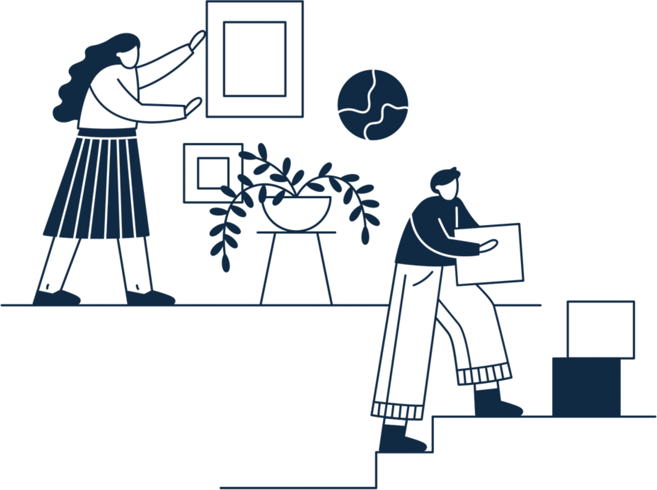 Illustration showing two people moving to Esplanade Cartier project.