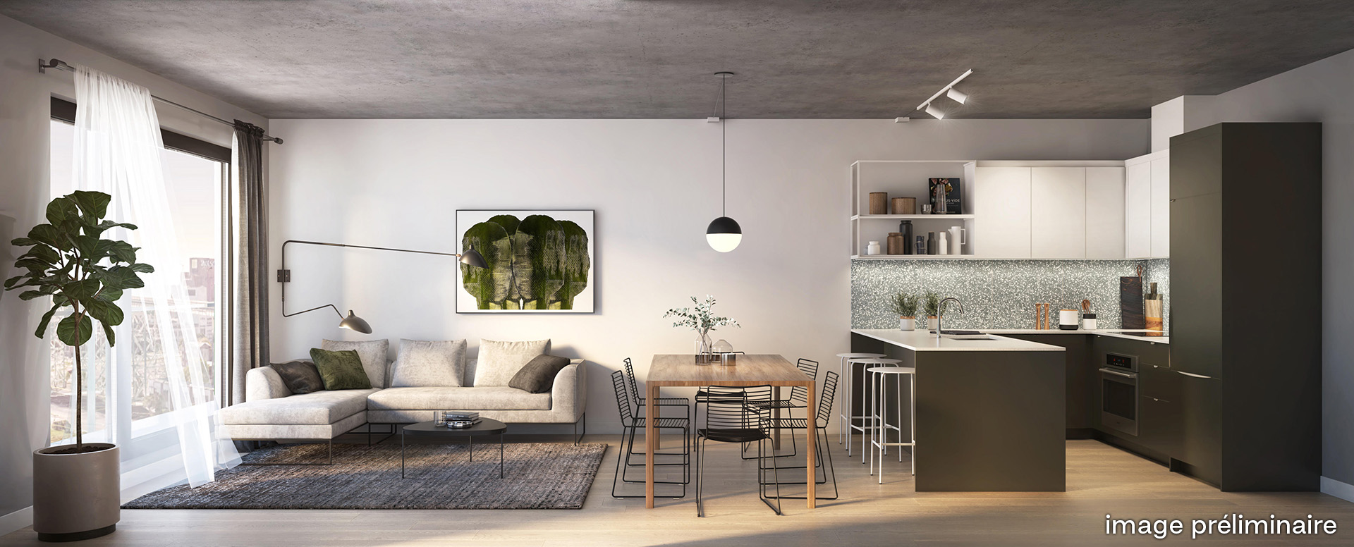 Prevel's Esplanade Cartier unit 615 living room