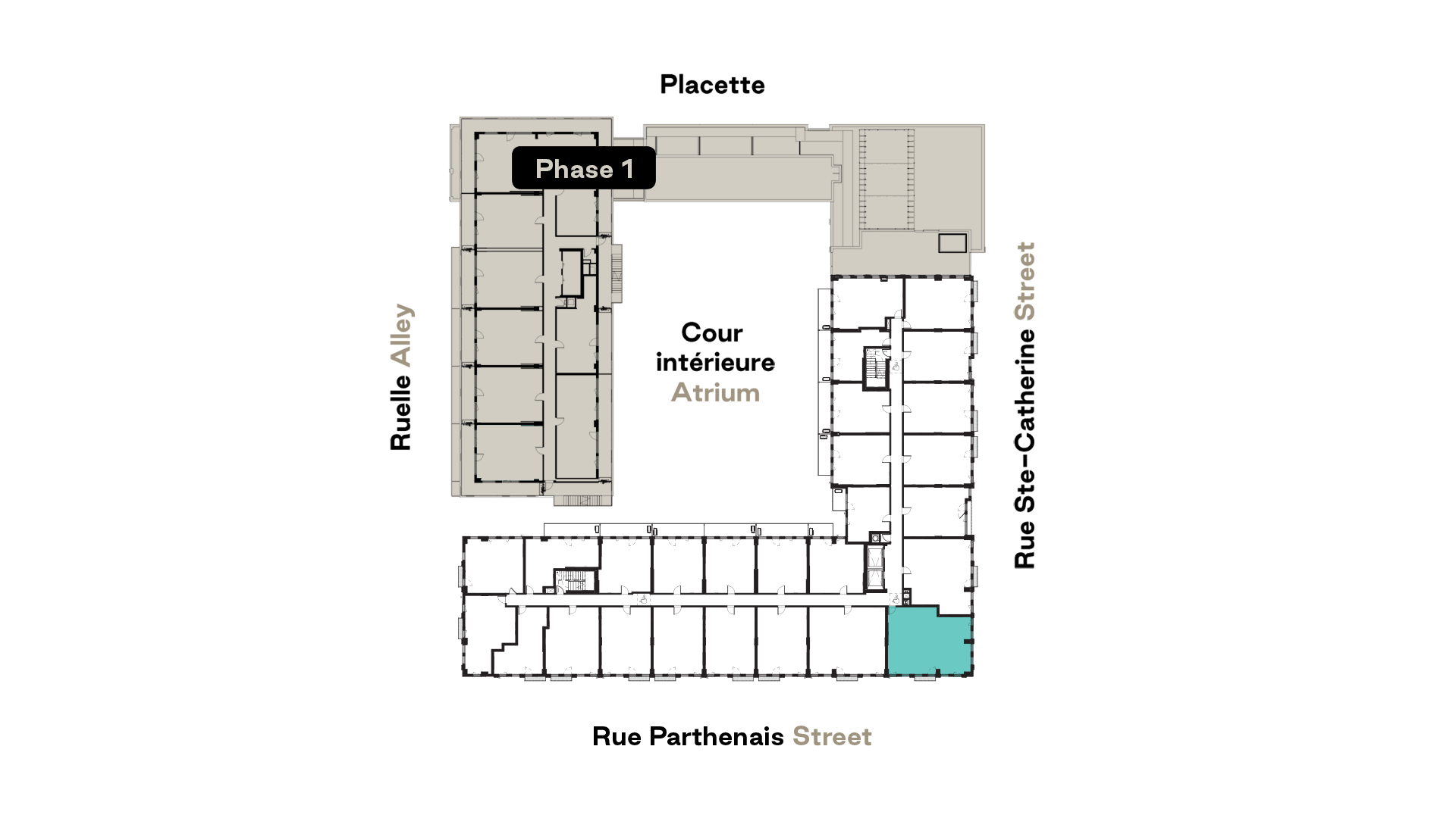 Plan d'étage du modèle d'unité F12A d'Esplanade Cartier de Prével