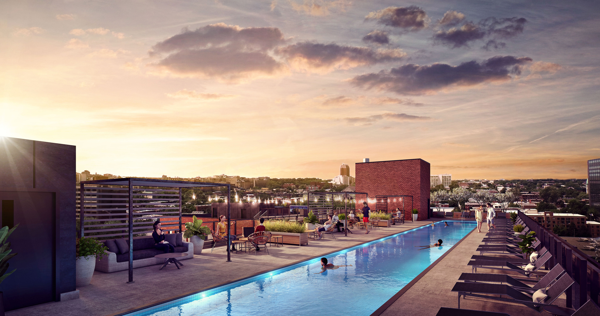 Piscine sur le toit de la phase 2 d'Esplanade Cartier